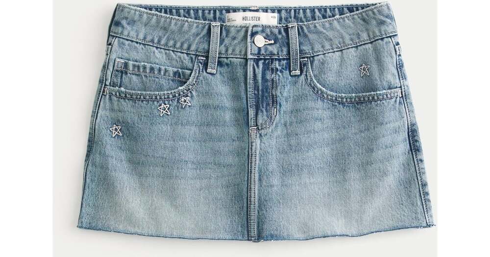 NWT Hollister Women's Blue Star Embroidered Denim Mini Skort Size 8
